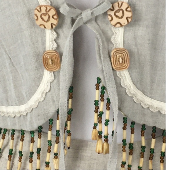 Vintage Sue Wong Linen 2 Piece Suit Jacket Gauchos Linen Wooden Beads size Small - Picture 7 of 16